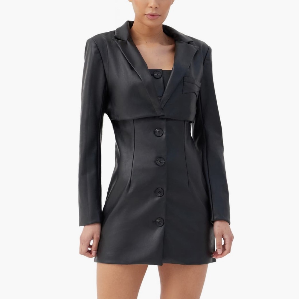 4th Reckless Dianne Long Sleeve Faux Leather Mini Dress